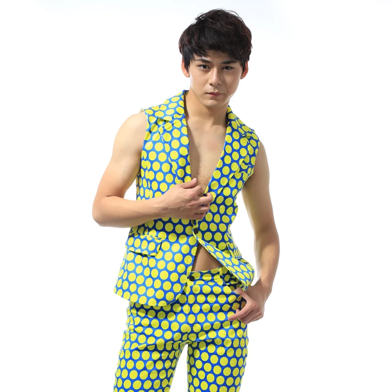 Новый праздничный наряд для мужчин сценический костюм топы/брюки одежда певицы