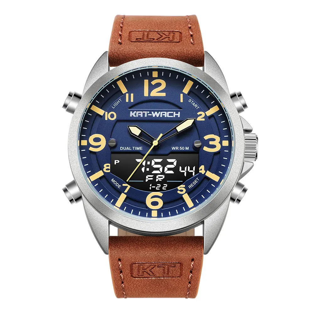 

KT Wristwatch Mens Luxury Watch for Men Leather Watch Man Military Army Style Quartz Digital Gents Casual Waterproof KT1818