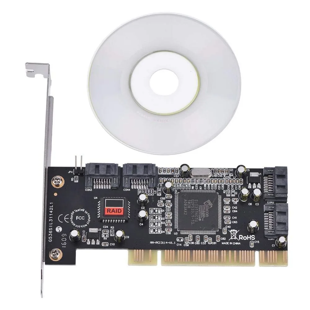 Плата расширения PCI 4 порта SATA плата с чипсетом Sil 3114 совместимая Спецификацией