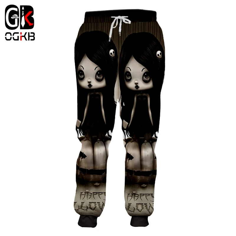 OGKB мужские спортивные штаны на Хэллоуин с животным принтом 3D Тыква ужас девушка