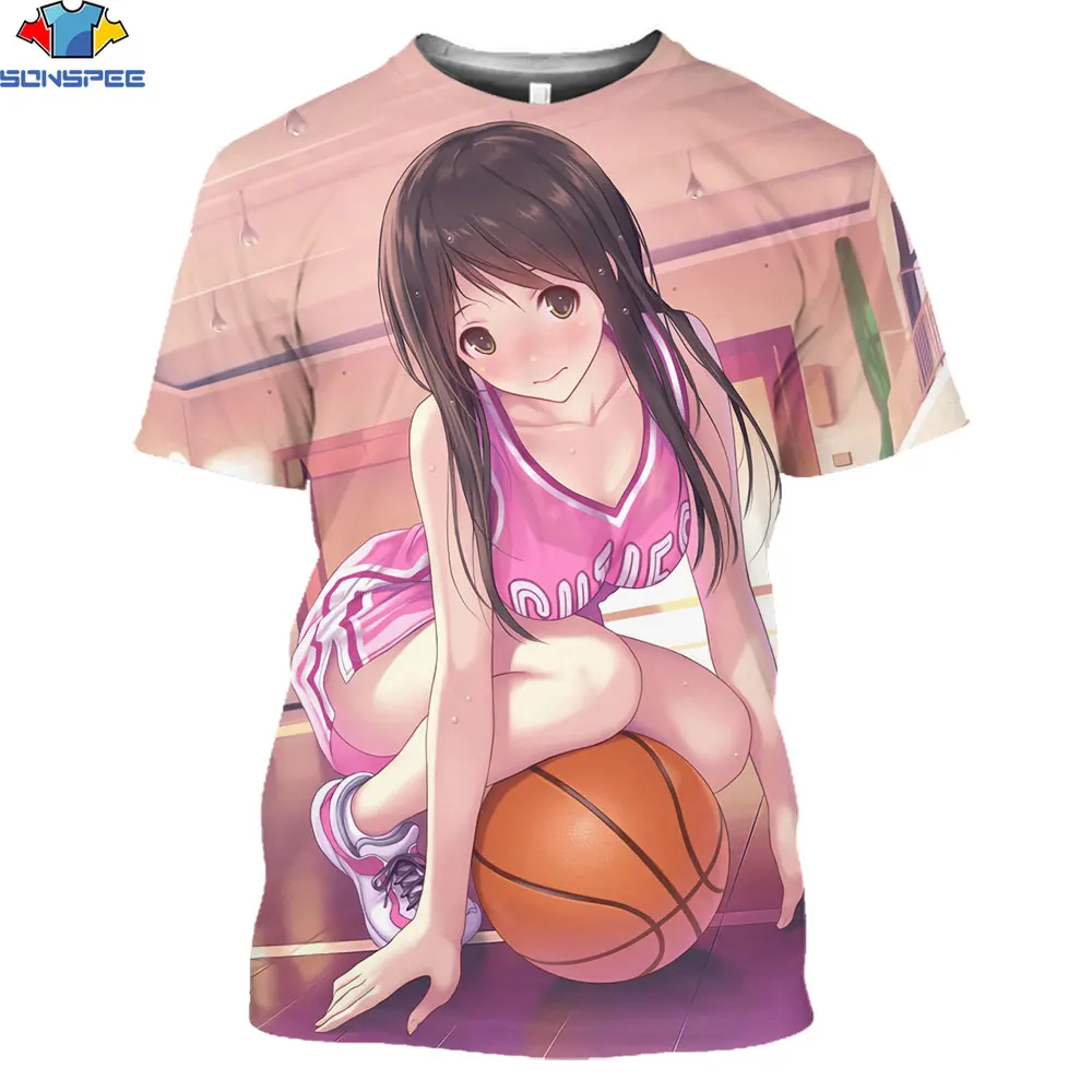 

SONSPEE 3D Original Japan Anime Girl T-shirt 2021 Summer Unisex Casual Short Sleeve Men 3D Style Street Wear Pullover Clothing