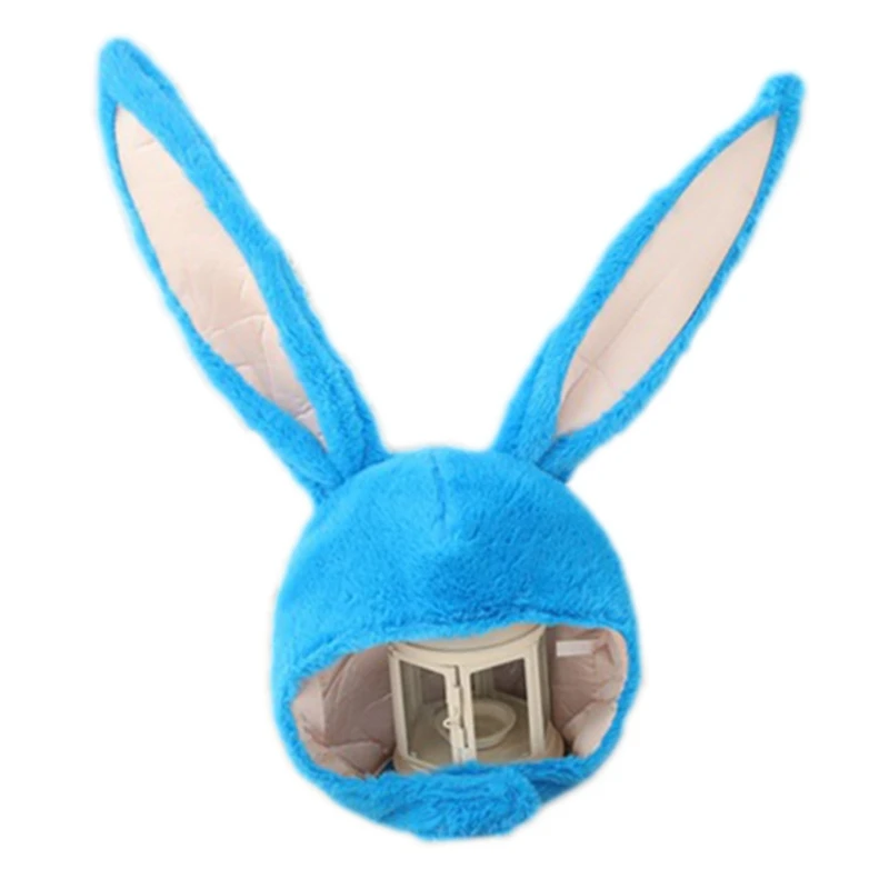 

Women Men Funny Plush Bunny Ears Hood Hat Cute Rabbit Eastern Costume Accessory Headwear Halloween Party Props