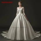 Женское свадебное платье It's yiiya, сдержанное атласное кружевное платье с рукавами 2022 и V-образным вырезом на спине на лето 34