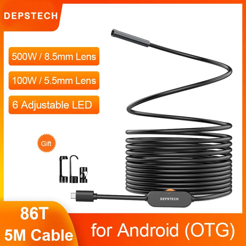 Эндоскоп DEPSTECH водонепроницаемый 1944P/720P HD с 6 светодиодами IP67 совместим Android OTG ПК |