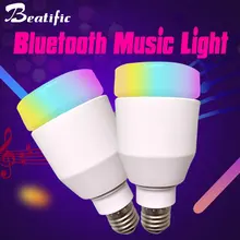 E27 база RGB Светодиодная лампа со звуковым боксом Bluetooth
