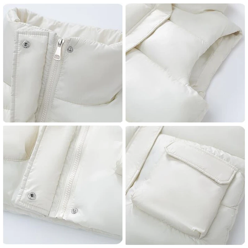 

Winter New Plus Size Cotton Vest Jacket Loose Stand Collar Short Thick Sleeveless Waistcoat Outerwear Women Chalecos Para Mujer