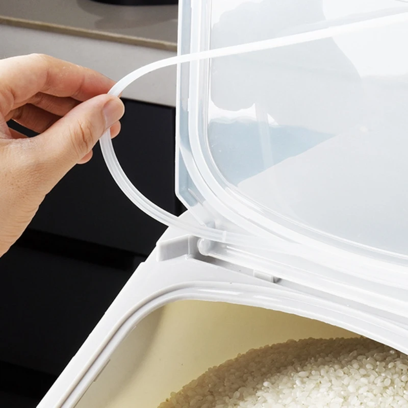 

10kg Rice Storage Box with Seal Locking Lid Food Sealed Grain Container Portable Organizer for Kitchen utensils