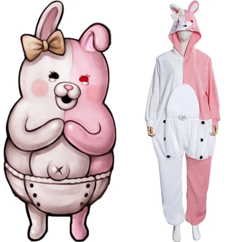 Danganronpa Dangan Ronpa Monokuma Monomi Cosplay Costume Animal Kigurums Pink Pajamas  Jumpsuit Sleepwear Halloween