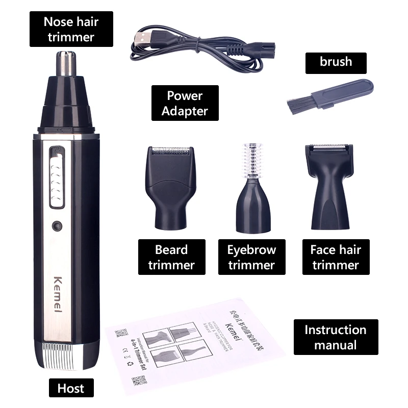 

4 in1 Electric Nose Ear Trimmer For Men Shaver Rechargeable Hair Removal Eyebrow Trimer Safety Product Shaving Machine Face Care