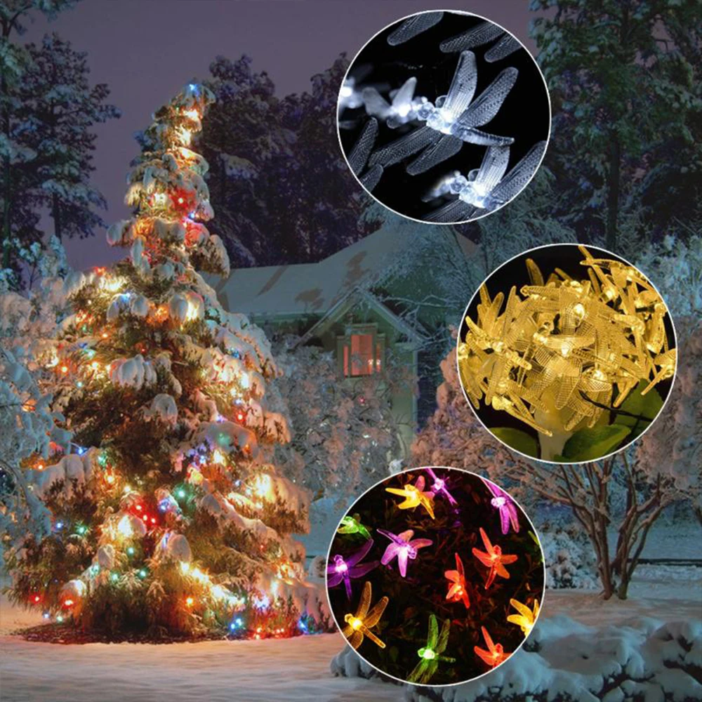 

LED Solar Powered Dragonfly Light String Christmas Decoration Supplies