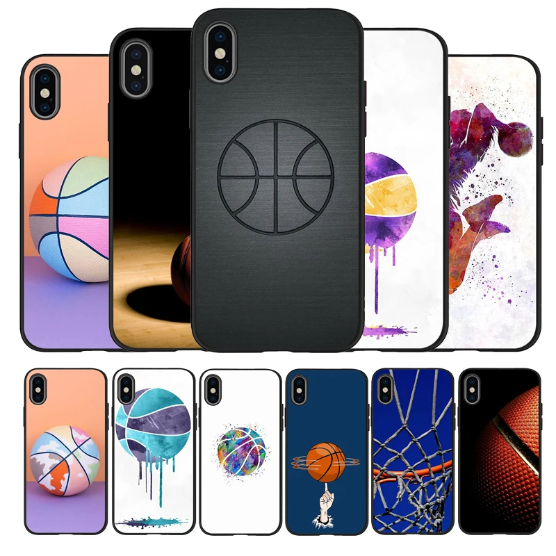 Спортивные баскетбольные искусство Черный силиконовый чехол для мобильного