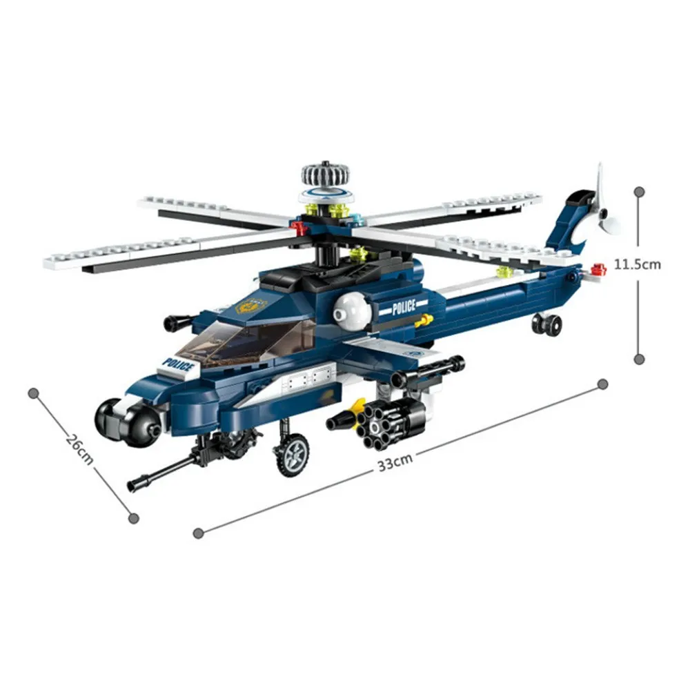 

2021 New City Police High-tech Military Series Armed Helicopter Building Blocks Avic Aircraft Bricks Toys Holiday Gift For Kids