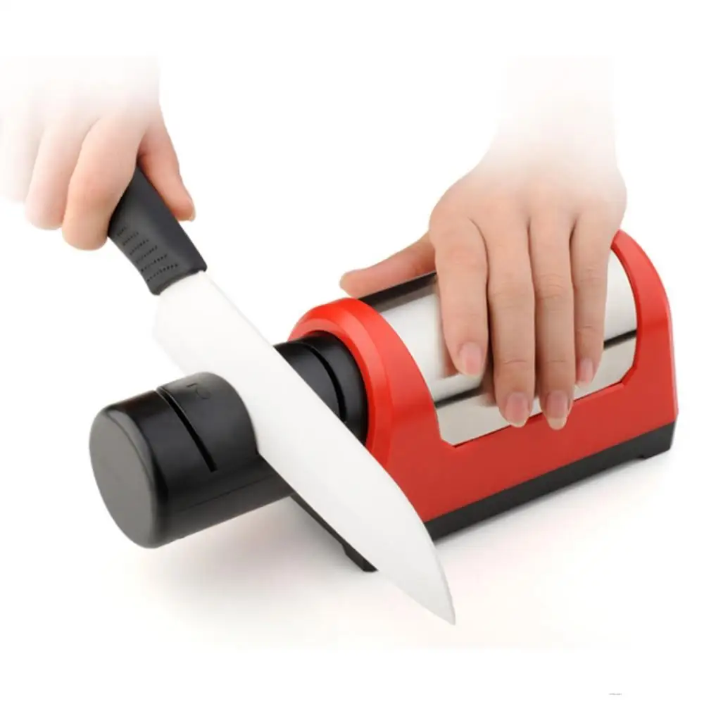 

Sharpening Stone Two Stages Diamond Kitchen Knife 2 Slot Electric Diamond Steel Ceramic Home Knife Sharpener