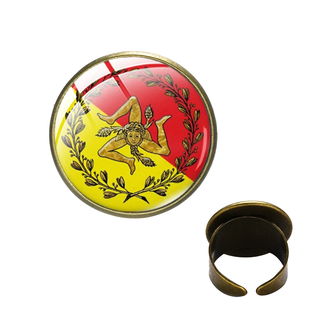 Ретро сицилийских Trinacria кольцо бижутерия ручной работы Классический Сицилия