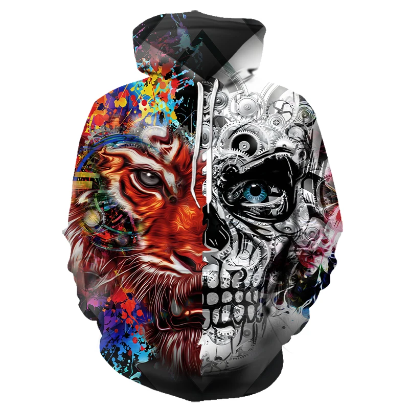 

Skull headr Men Hoodies Sweatshirts 3D Printed Funny Hip HOP Hoodies Streetwear Splice Hooded Autumn Jackets Mlae Tracksuits