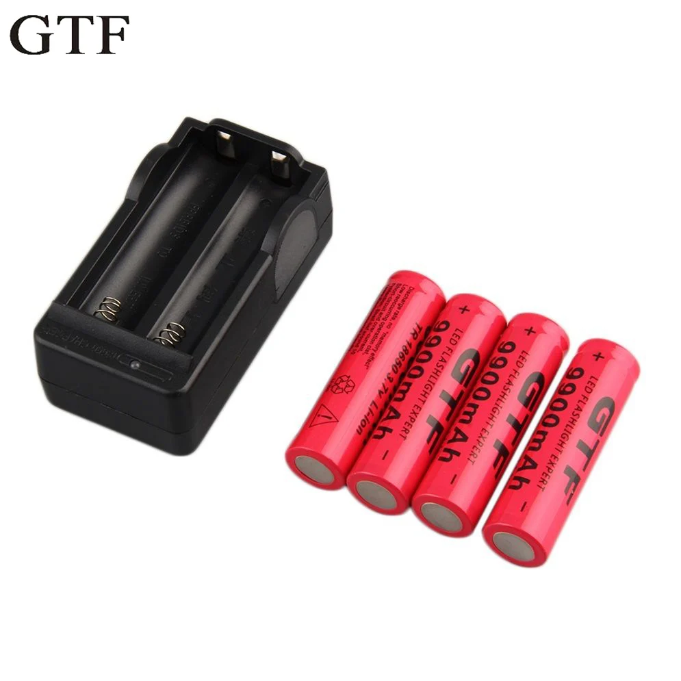 

GTF 4 pcs 3.7 V 9900 mAh 18650 Rechargeable battery Li-ion Battery for Lantern Torch + EU Plug Battery Charger