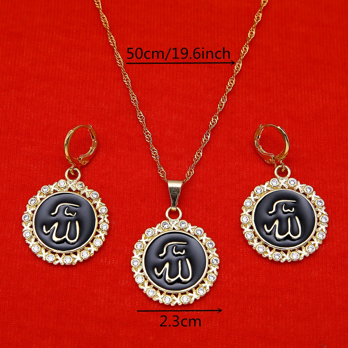 Комплект ювелирных украшений с золотым кулоном и серьгами для женщин Дубай