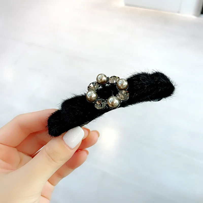 Заколки для волос с искусственным бархатным жемчугом женские Простые Модные