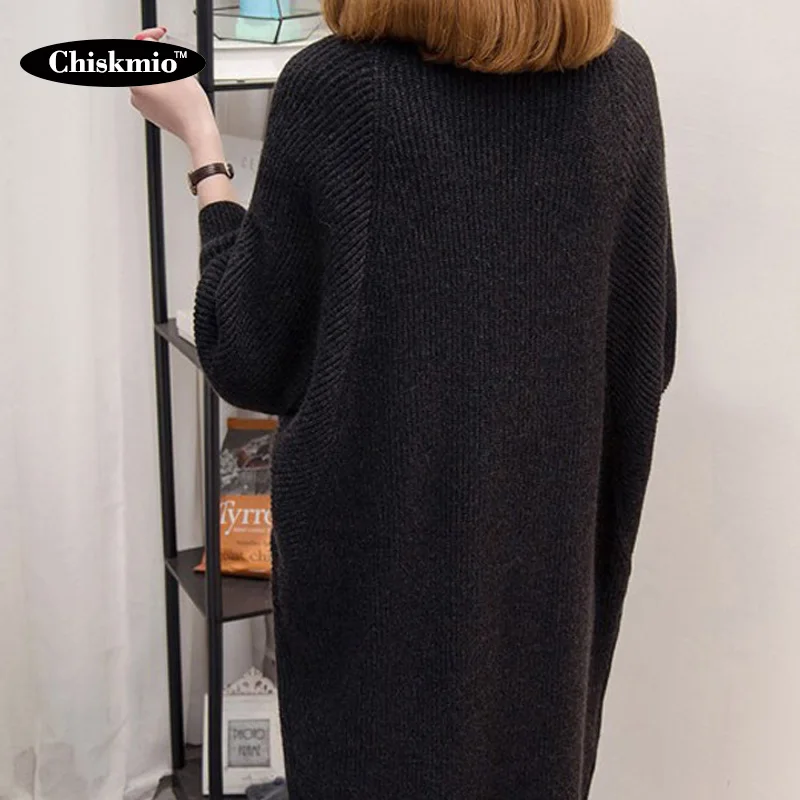 

Chiskmio Solid Color Sweater Women's long knitted Cardigan Loose Batwing Sleeve Knitting Tops Ladies Streetwear Knitwear Sweater