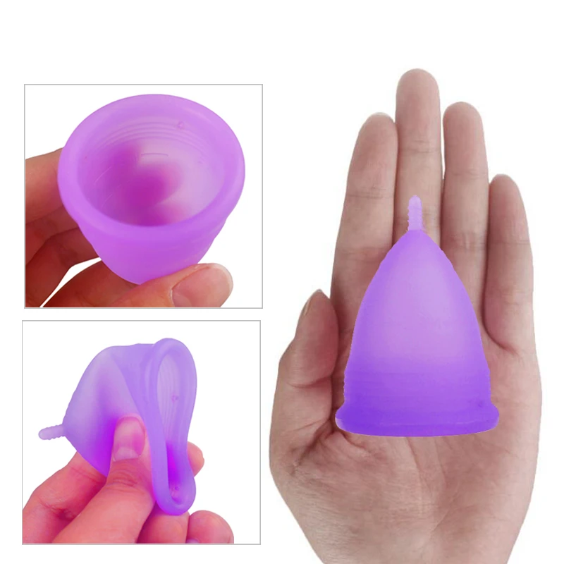 

2 pieces of medical silicone menstrual cup feminine hygiene reusable menstrual collector environmental protection portable box