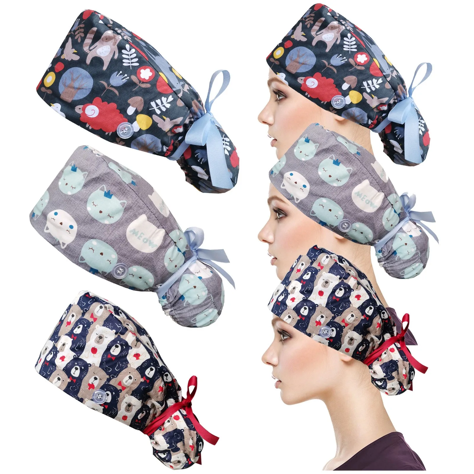 3 шт. хирургические скрабы Кепки с металлической кнопкой в европейском и