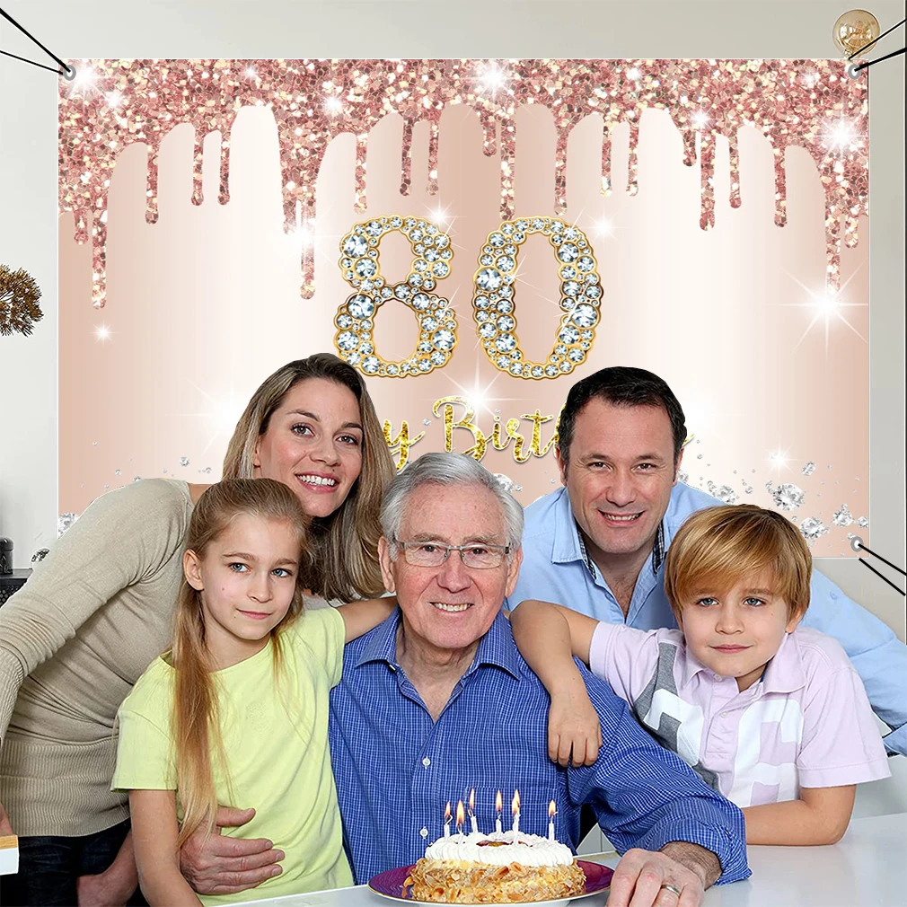 Декоративный фон для дня рождения 80-го Женский блестящие золотые точки розовый и