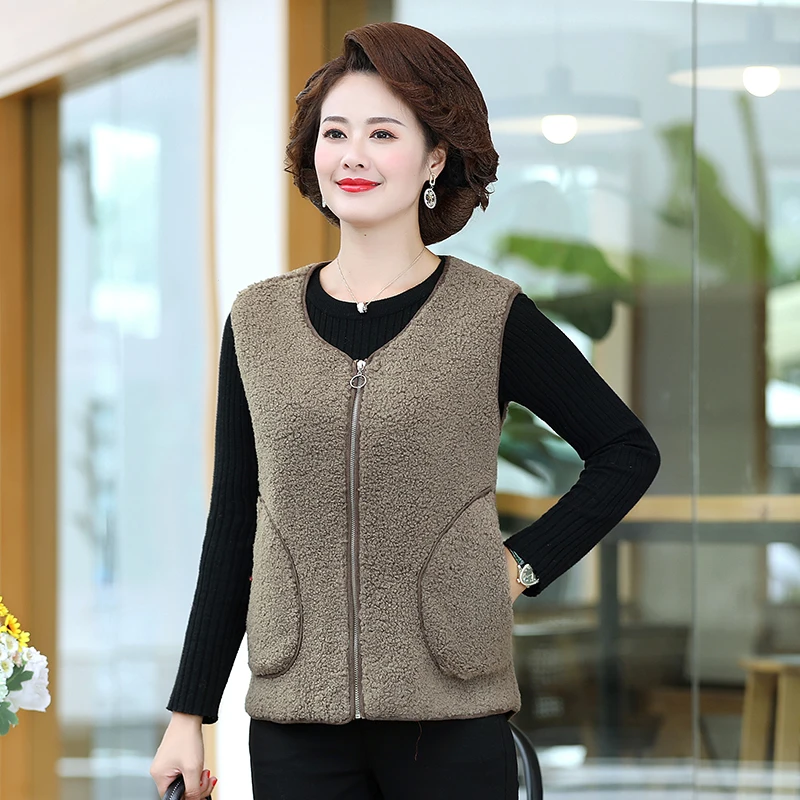 

Autumn Polar Fleece Vest Women Lightweight Soft Warm Waistcoat Woman Red Blue Zip Up Round Collar Sleeveless Coat Plus Size