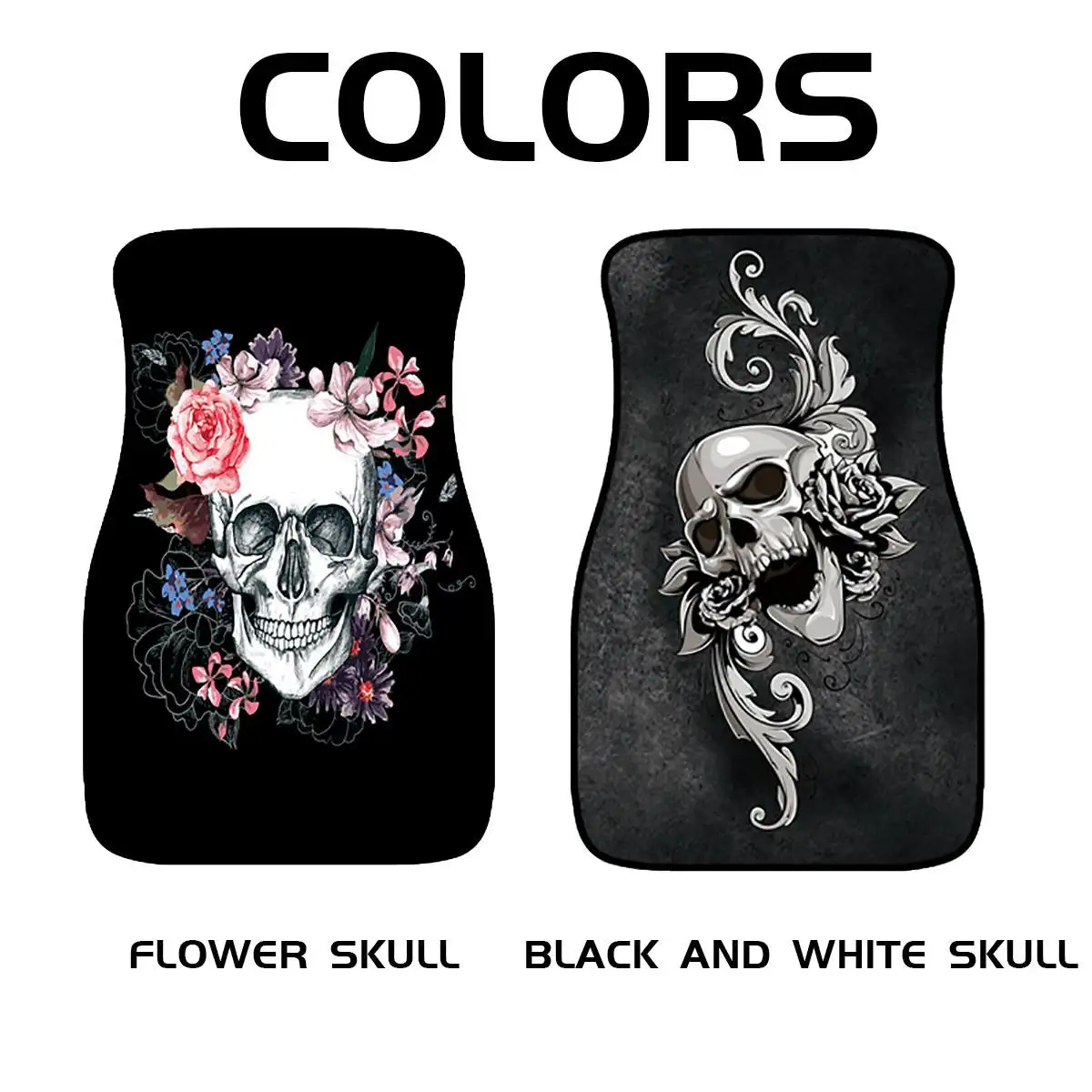 

1PC/2PCS/4PCS 3D Skull Printed Armrests/Front/Rear Floor Car Mats Waterproof Auto Carpet Cover Cushions Interior Styling Tools