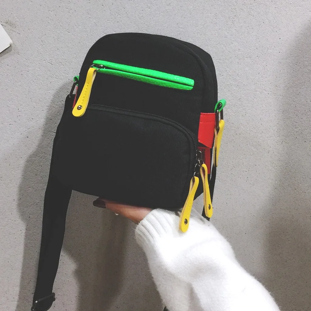 Женская Холщовая Сумка 20 # стильная маленькая сумка контрастных цветов в стиле