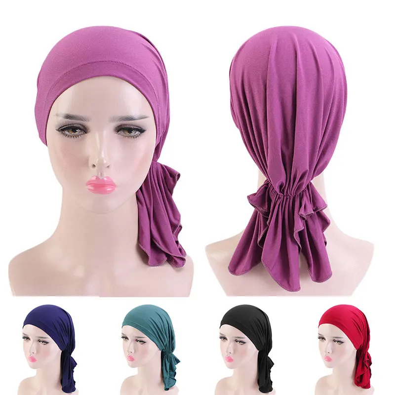 

2020 Newest Islamic Muslim Women's Head Scarf Cotton Underscarf Hijab Cover Headwrap Bonnet Plain Hijabs