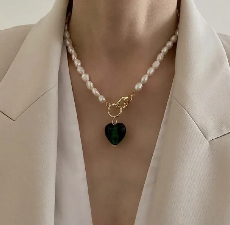 Винтажные Нерегулярные натуральный жемчуг колье для женщин синий зеленый Цвет