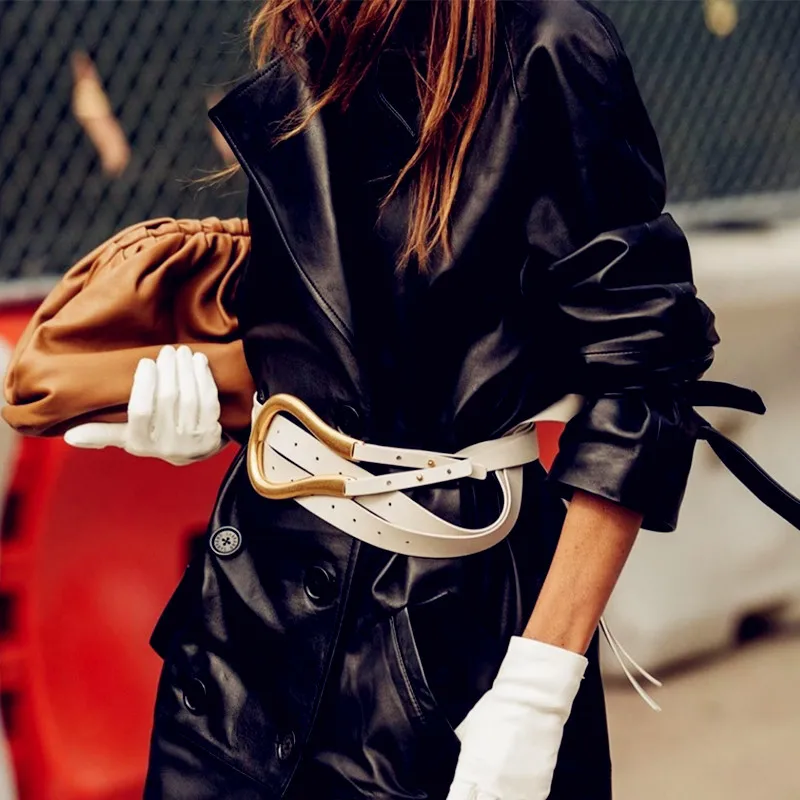 Женский ремень с большой пряжкой подиумный брендовый дизайнерский