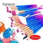 20 шт.лот, Разноцветные Алмазные кисти для макияжа, тени для век, основы, пудры, бровей, косметическая кисть, единорог, косметический набор
