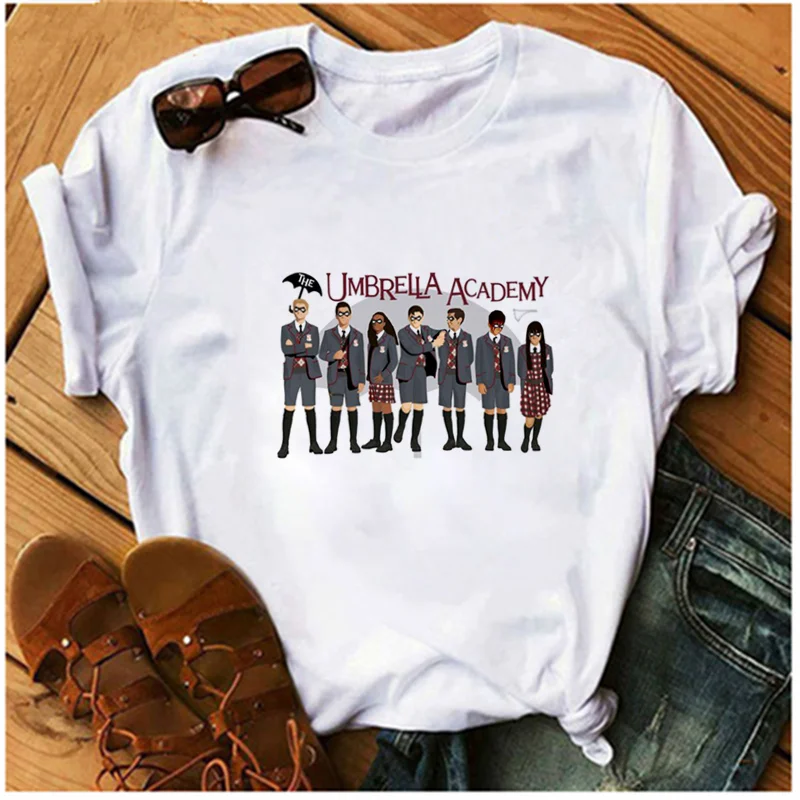 

Mayos Umbrella Cha-Cha College T-shirt Ladies Casual Short Sleeve Top Streetwear Funny T-shirt