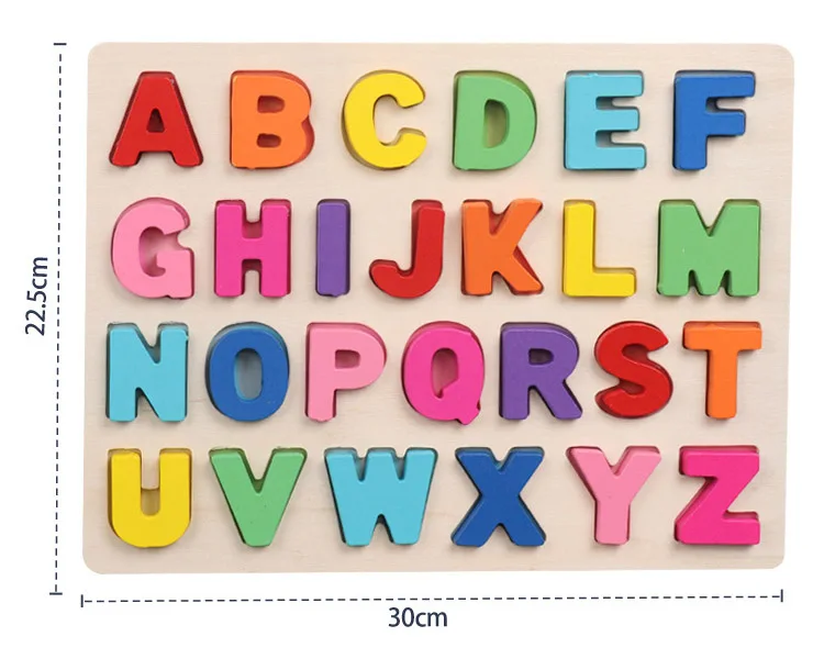 

Kids English Alphabet Children's Educational Toys Wooden 3D Puzzle Alphabet Number Hand Grab Board Jigsaw Puzzle Toddler Gift