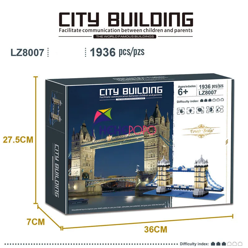 

8007 World Architecture London The Tower Bridge 3D Model DIY Mini Diamond Blocks Bricks Building Toy for Children 3