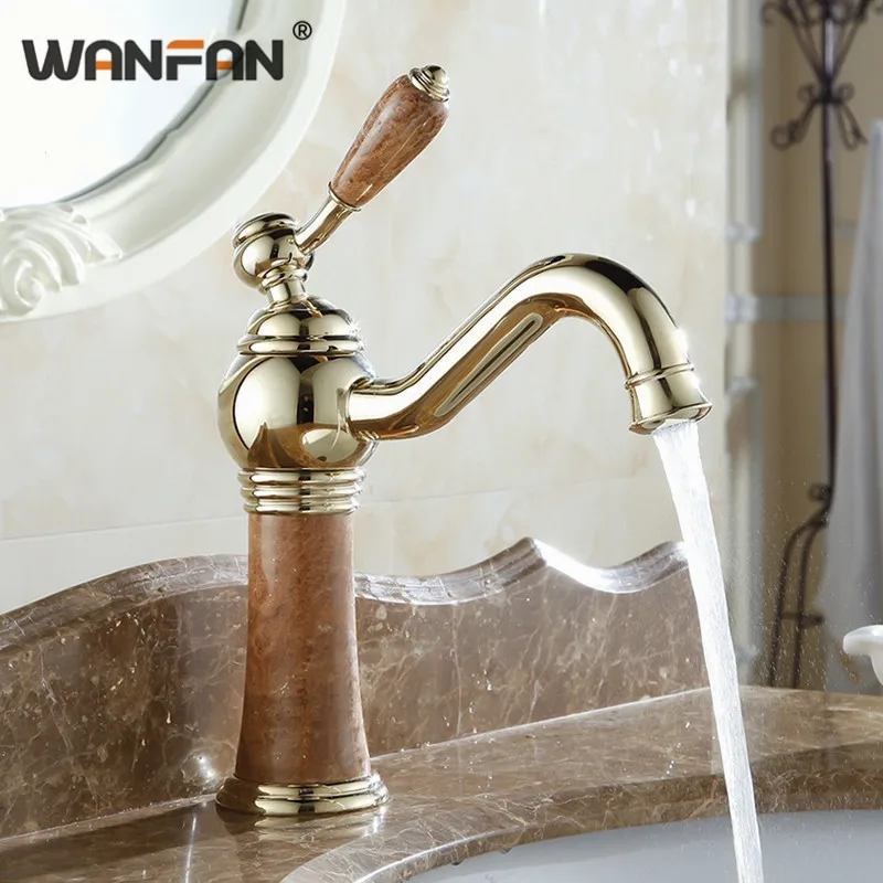 Мраморный смеситель для раковины в европейском стиле из твердой латуни