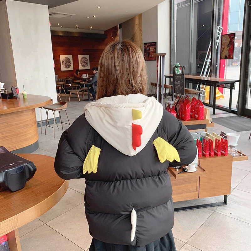 Модная женская куртка с подвижными маленькими крыльями, Милая зимняя куртка с рисунком для девочек, сохраняющая тепло, Женское пальто, парки, Женская куртка