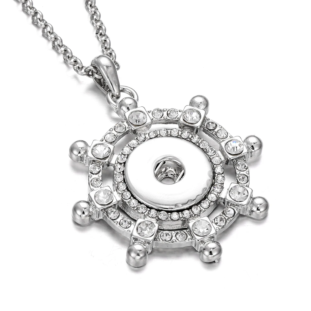 Новое ожерелье с кнопкой 18 мм 20 кнопки ювелирные изделия стразы цветок круглый