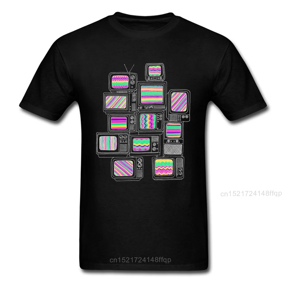 Интерференционная футболка для старой школы Мужская Классическая с принтом ТВ