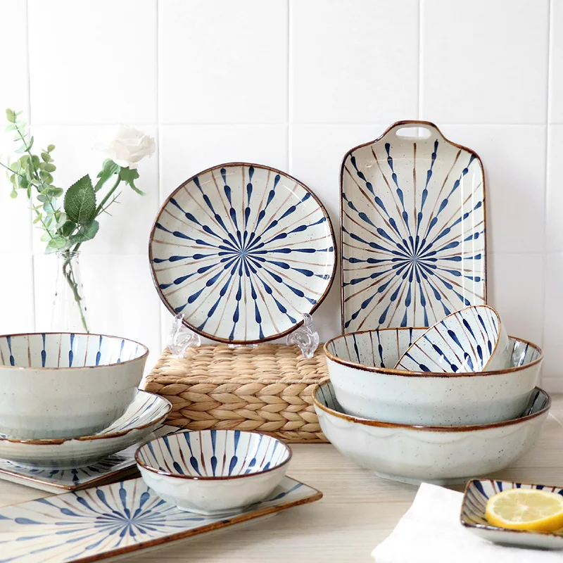 Набор японских керамических столовых приборов чаша для риса блюдо стейка