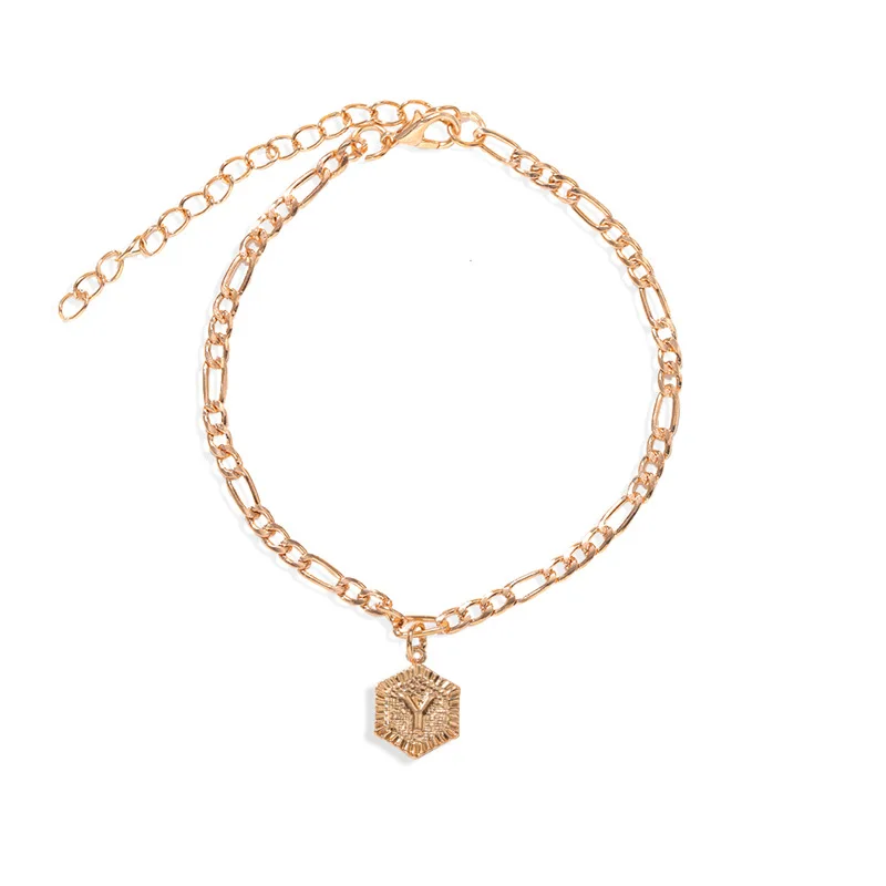 

MIREINA Summer Vacational N-Z Ankle Bracelet Woman With Alphabet Round Chain With Letters Pendant For Woman Gifts