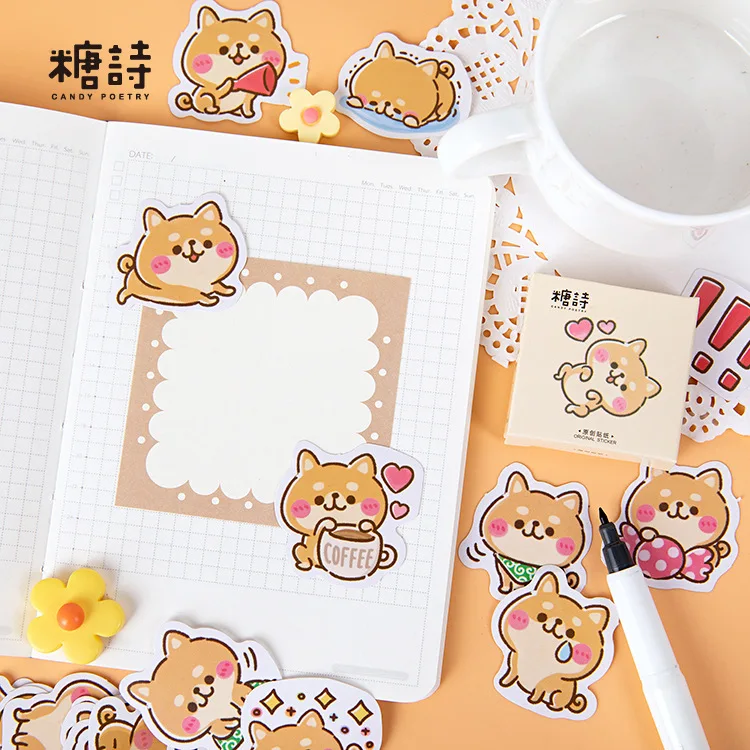 45 Pcs Cute Animal Corgi Dog Stickers For Diy Albums Diary Decoration Scrapbooking Planner Journal Kids Party Favor | Канцтовары для