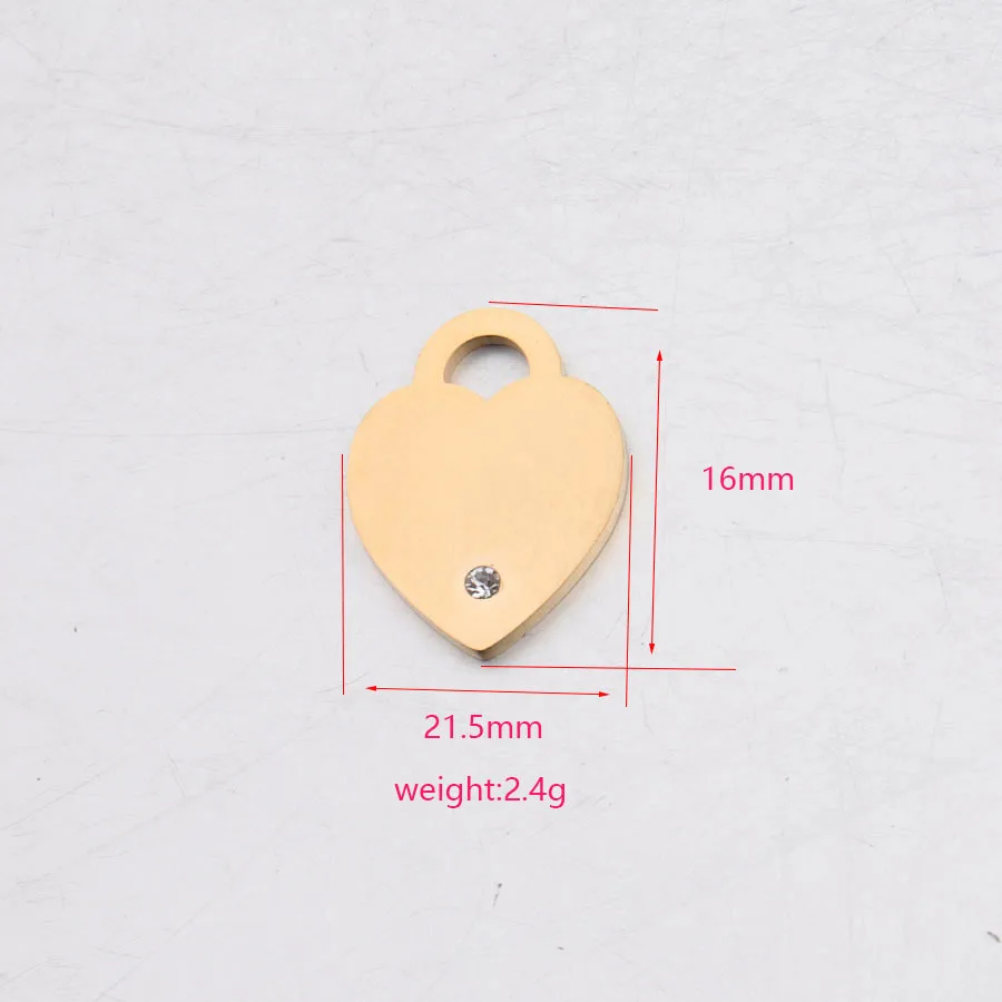 Нержавеющая сталь мини Шарм в виде сердца стразы металлическая бирка форме