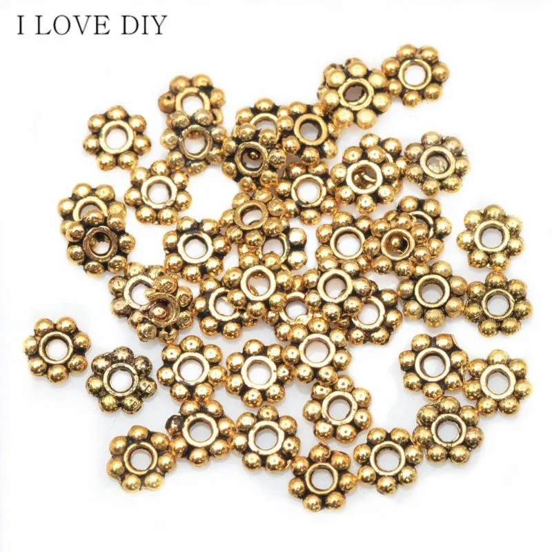 

100Pcs EuropeanFlower Patterned Spacer Beads Fashion DIY Beads For Jewelry Making Bracelet