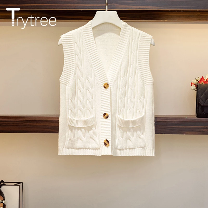 Зимние Повседневные женские комплекты из двух предметов Trytree 2020 свитер жилет и