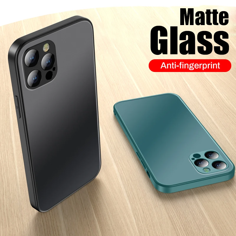 Матовый Стеклянный чехол AG для телефона iPhone 12 Pro 11Pro Max X XS XR 7 8 Plus SE2020 квадратная