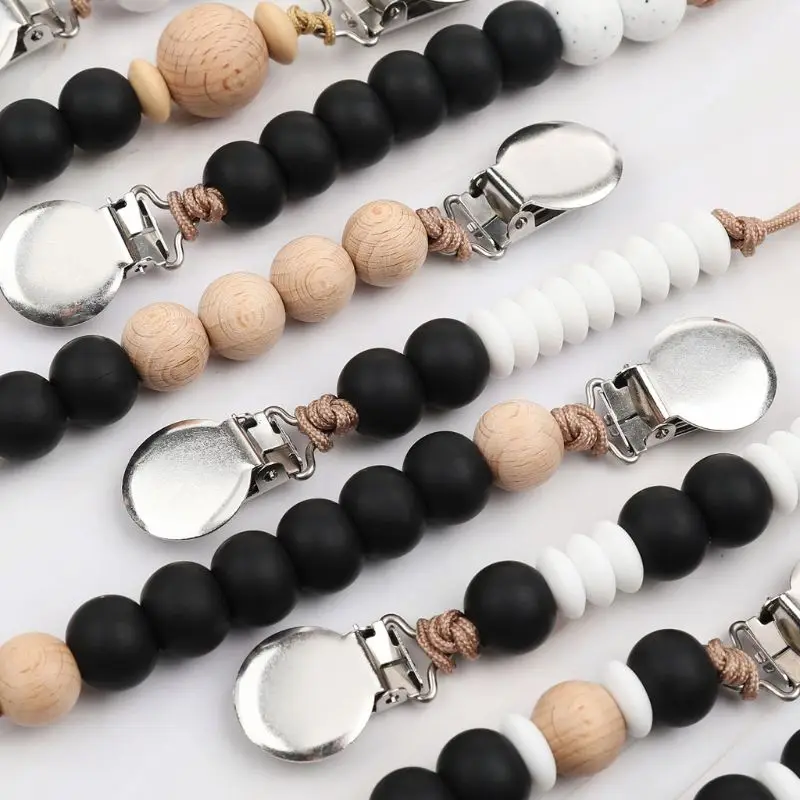 

Dummy Clips Baby Boys Girls Pacifier Chain Silicone Teething Relief Toys Beads Soothie Pacifier Holder Clips Baby Shower Gift