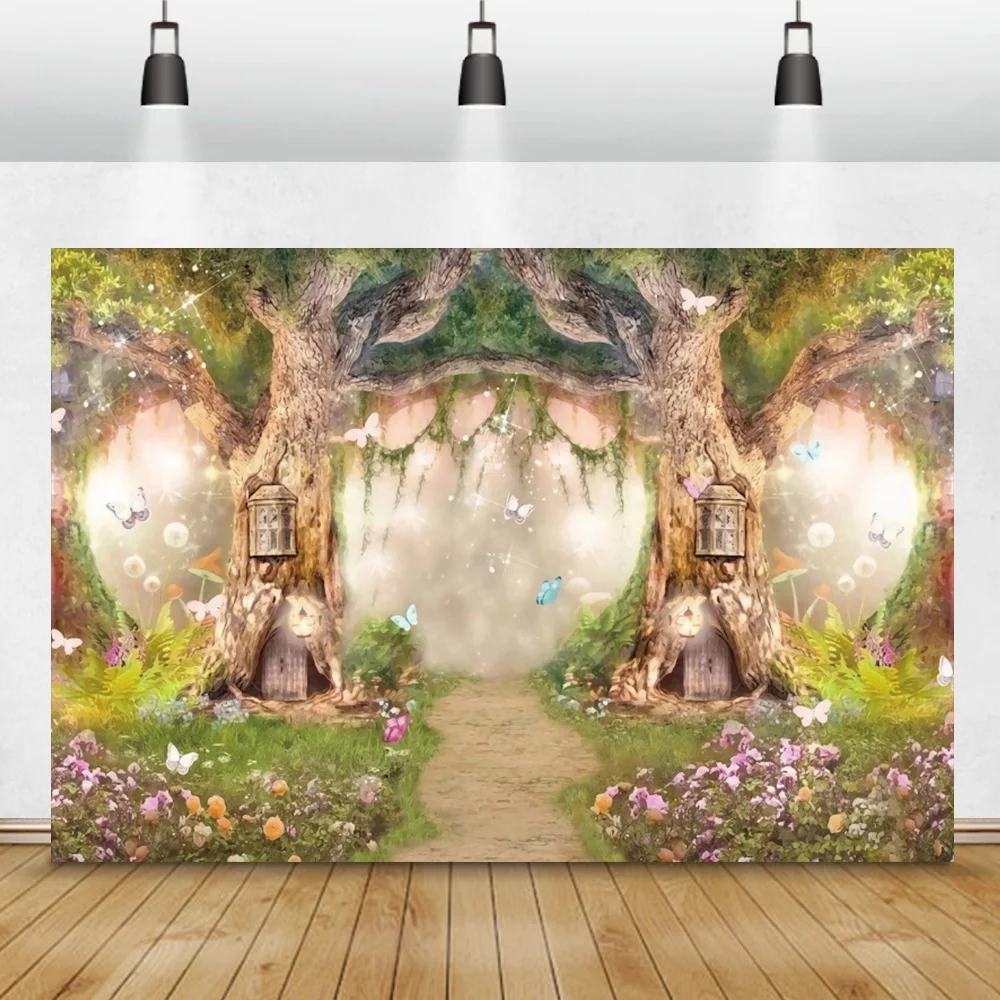 Сказочная страна чудес фотография Фон Старое дерево грибы Феи принцесса малыш