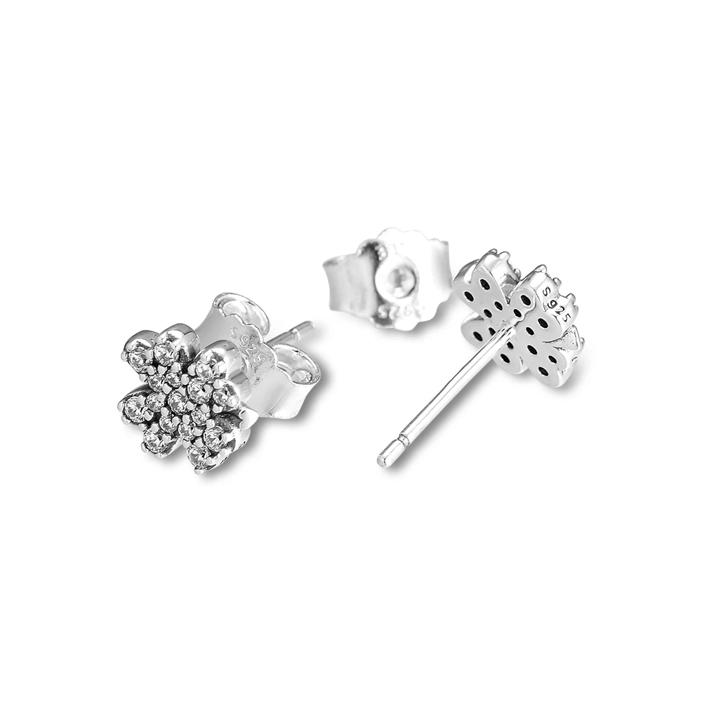 

Spring Radiant Lucky Four-Leaf Clover Earring Studs Sterling Silver Jewelry Woman DIY Fashion Jewelry Party Earrings